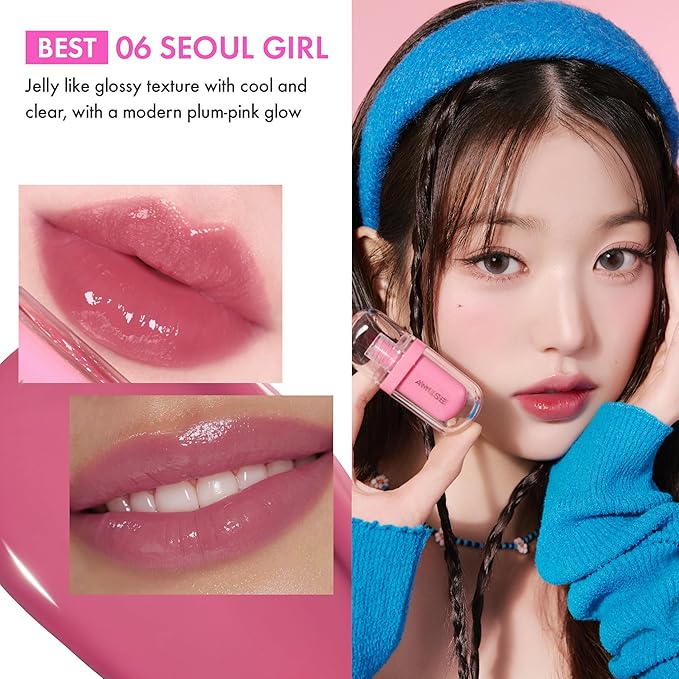 Amuse Seoul Jel-Fit Tint (03 Nupink) | Korean Jelly Lip Tint, Long-Lasting Lip Stain, Hydrating & Glossy, Hyaluronic Acid for Smooth Moisturized Lips, High Pigmentation, Vegan