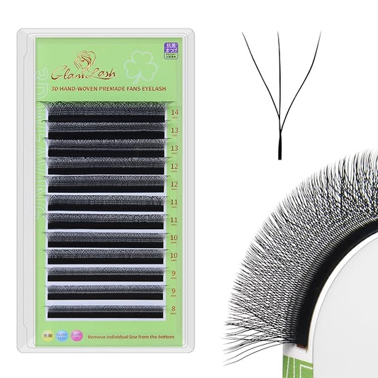 GLAMLASH W Eyelash Extensions 3D Volume Premade Fan Natural Soft Matte Lash Professional Salon Supplies (3D,0.07,D,15mm)