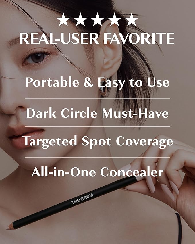 THESAEM Cover Perfection Ideal Concealer Pencil 0.04oz - 0.5 Ice Beige for Neutral Light Skin Tones 17-19 - Slim Multi-Use Pencil for Blemishes, Dark Circles & Touch-Up - Korean Makeup Concealer Stick