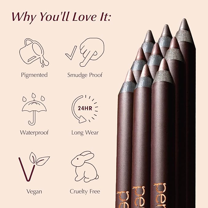 PERSONA 24HR Waterproof Eyeliner | Creamy, Smudgeable Pencil for Lash Line & Waterline | All-Day to All-Night Wear | Vegan, Cruelty-Free, Paraben-Free | Made in USA, Black