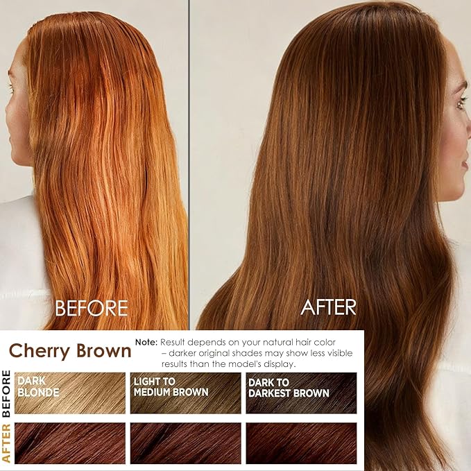 Hair Dye Shampoo 3 in 1 for Women & Men, Rich Root-to-Tip Coloring with Natural Extracts, 3-4 Weeks Lasting Smooth Shiny Finish, Easy Home Use for All Hair Types 16.9 fl oz (Cherry Brown)