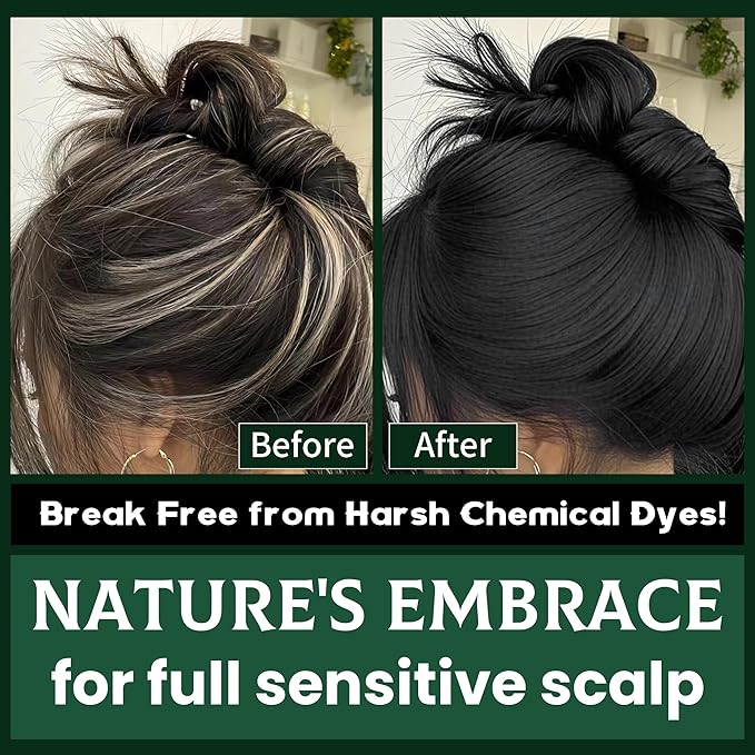 TWMINYUE Black Hair Dye Shampoo 6-in-1 Unisex Natural Herbal Formula, Hair Color Shampoo for Women&Man Long-Lasting Color for Grey Coverage Home & Salon (Natuarl Black)