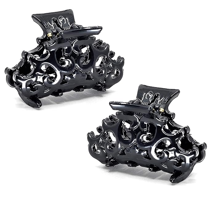 Camila Paris CP2391/2 Set of 2 French Hair Clip for Women, Small Black Antique, Girls Hair Claw Clips Jaw Fashion Durable and Styling Hair Accessories for Women, Made in France