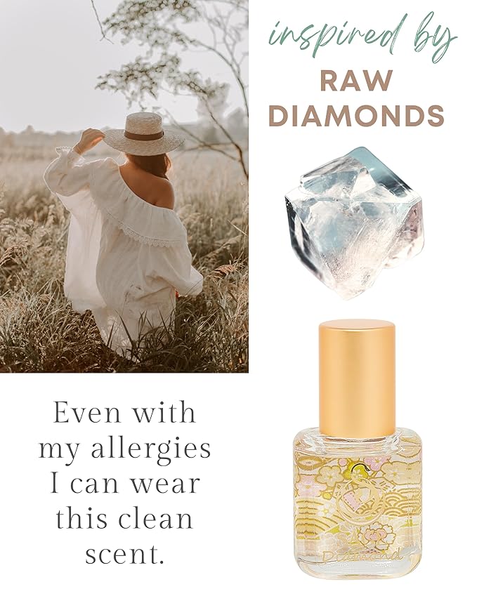 The Sage Lifestyle Diamond Roll On, Oil, Extract, Lily, Sandalwood, White Amber Oil, White Musk, Perfume for Women, Long Lasting, Clean, Parfum, Artisan, 1/4 oz, Travel Size, Mini Perfume for Women