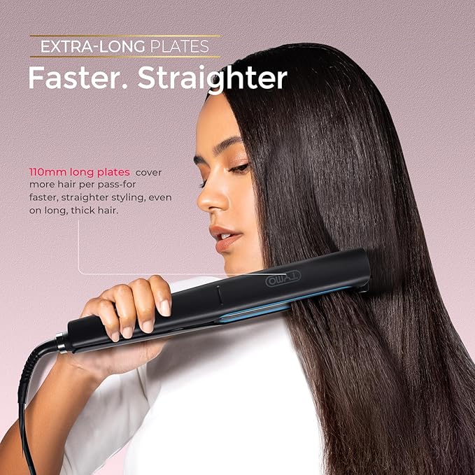 TYMO 2.0 Flat Iron Hair Straightener - Professional Long Ceramic Plate 2 in 1 Straightener & Curler for Fast Smooth Styling, Hair Straighteners for Women with Hollow Design to Boost Curls, 500M Ions