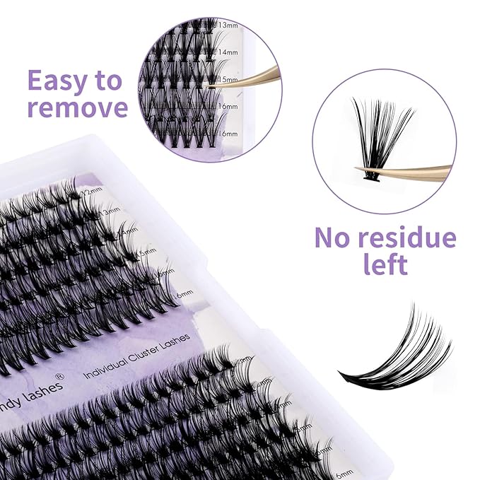 DIY Lash Clusters Natural Wispy: 280Pcs, 30D+40D, Wendy, Ultra-light, Natural, Wispy, Waterproof, Cat Eye, D Curl, 12-16mm Mixed, RR126