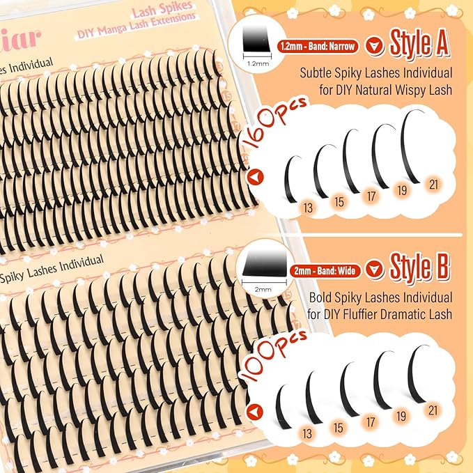 Lash Clusters with Spikes Eyelash Clusters Manga Spike Lash Extension D-Curve Individual Lashes Spiky Cluster Eyelash Extensions 13-21MM Lash Spikes 260PCS DIY Anime Lash Extensions by calphdiar