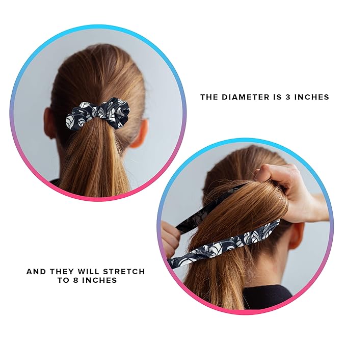 Volleyball Scrunchies, Velvet Hair Ties Accessories for girls, Sport scrunchies for teams, players, and gifts, Set of 4 Black