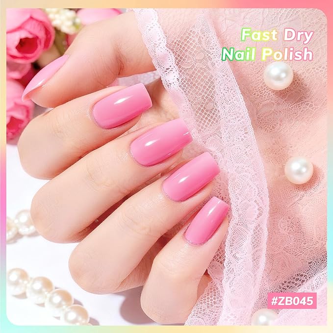 OpenLive 10ml Nail Polish Set 6 Colors Green Color Rose Red Light Pink Yellow All Seasons Neutral Color Quick Dry Nail Polish Set for Women Salon DIY Nail Art