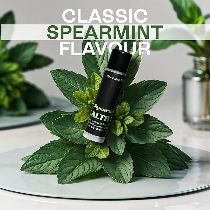 Men's Organic Mint Lip Balm - SPF 15 Sun Protection - Moisturizing Lip Balm - 3 Pack: Spearmint, Peppermint, Eucalyptus Mint - Gift for Men