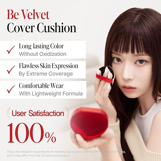 Espoir Be Velvet Cushion Foundation #40 Sun Tan | Quick and Easy Coverage with Long-lasting Color by Zero Oxidation, Velvety Smooth Finish & Lightweight Formula, Vegan, Korean Makeup, 0.46 oz