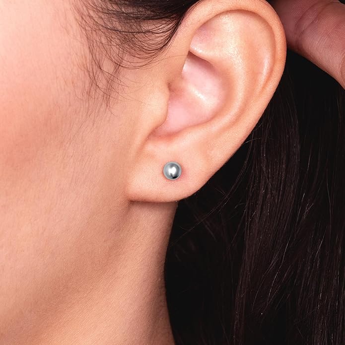 14k Real White Gold Ball Stud Earrings for Women & Men (2mm-8mm Diameter) - Real 14k Gold, Secure Screw Back Design