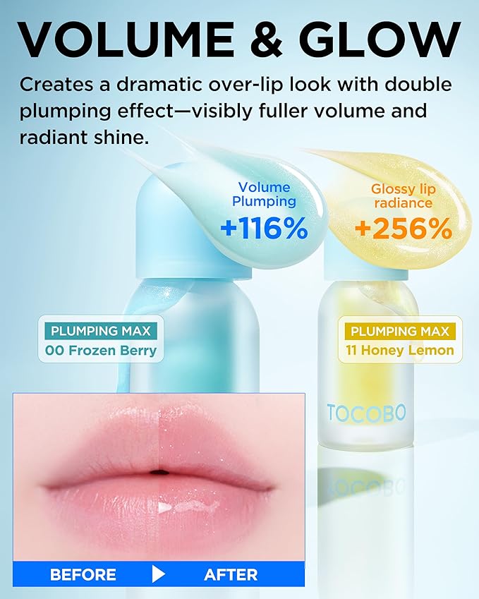 TOCOBO Juicy Berry Plumping Lip Oil 12 Cherry Ade – Korean Vegan Hydrating Lip Oil with Plant Oils for High Shine Gloss - Non Sticky Formula for All Skin Tones, 0.12 fl.oz.
