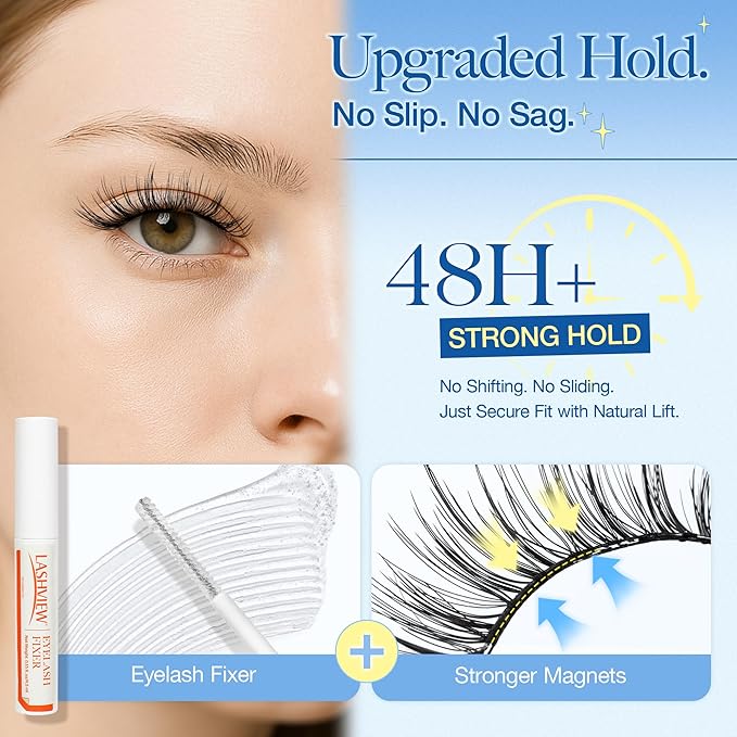 LASHVIEW Magnetic Eyelashes with Applicator Upgrade Soft Magnetic Eyelashes Natural Look Reusable No Glue or Eyeliner Needed Easy to Wear and Remove (RC14)