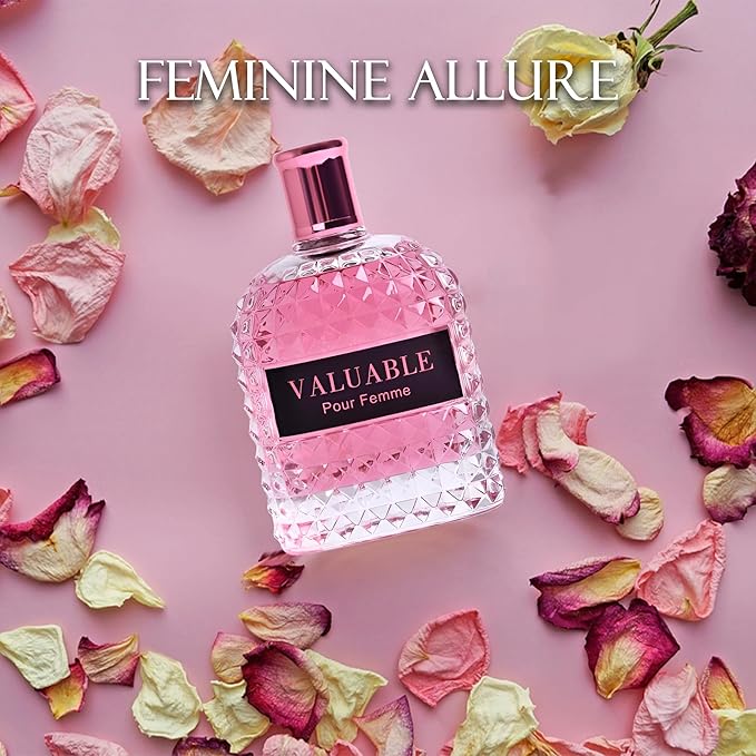 A CENTER Perfume Set for Women - 3PCS Floral Long Lating Fragrance with Jasmine, Rose & Lily of the Valley | 3.4 Fl Oz Each Women Cologne Gift Set (Valentine Milano/Valuable/Valentine Pink)