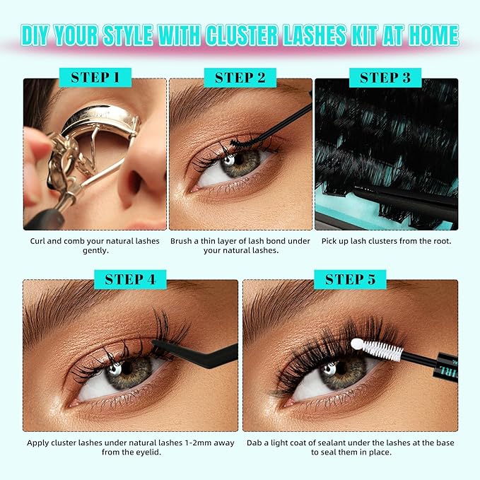 Lash Clusters 320Pcs 100D Eyelashes Cluster D Curl Individual Wispy Lashes Cluster for DIY Cluster Eyelash Extensions at Home for Beginners (Mix10-16mm)