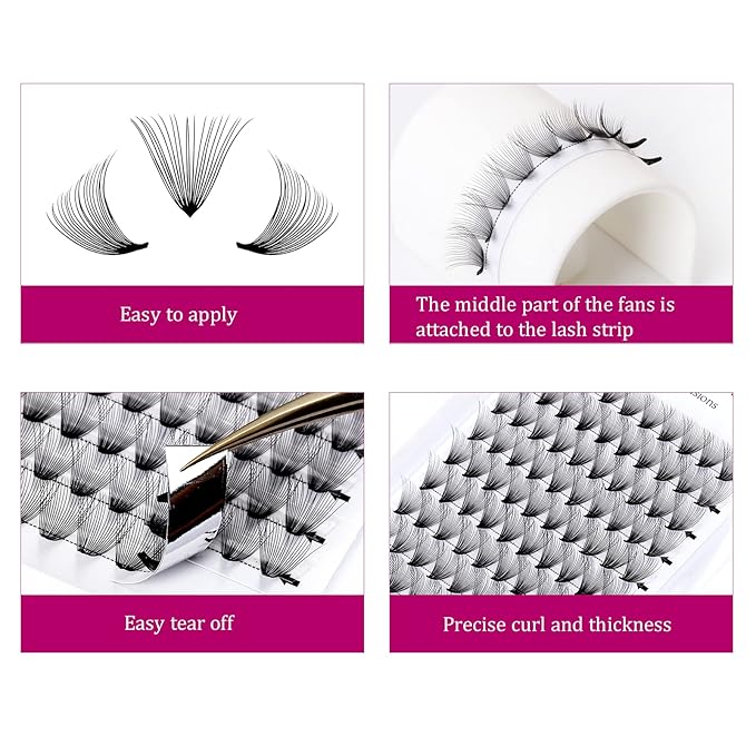 Lash Extension C CC D DD Curl Premade Fans Eyelash Extensions Pointy Base Volume Lash Extensions Pre Made Volume Lashes Long Stem Premade Lash Extensions Fans (20D-0.07C, 12mm)