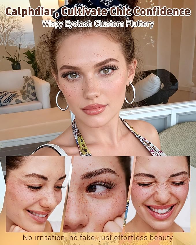 Calphdiar Eyelash Clusters 30D+40D+50D+60D+80D+100D Lash Clusters 476PCS Wispy Individual Lashes D-curly Lash Extension 10-16MM DIY Cluster Eyelash Extensions for Everyday at Home