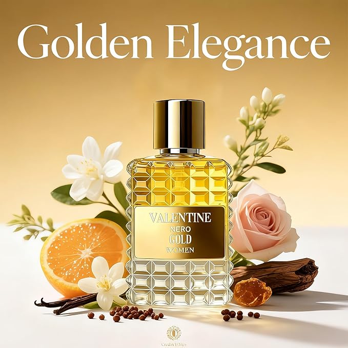 A CENTER Valentine Nero Gold Perfume for Women, Floral Notes Eau de Parfum Spray Casual Daily Cologne 3.4 Fluid Ounce/100Ml Women Fragrance Daytime & Casual Use, for all Skin Types