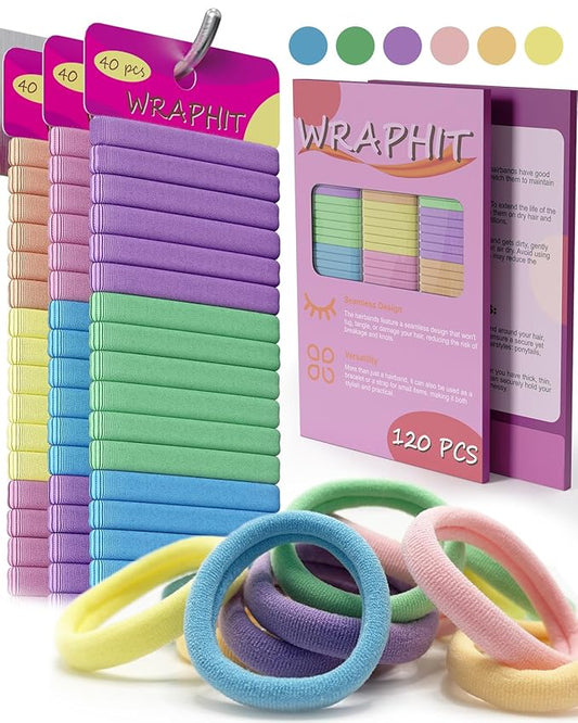 120pc Hair Ties No Damage Snag Free for Thick Hair, Seamless No Pull Elastic Ponytail Holders for Women Girls(Vibrant Colors)