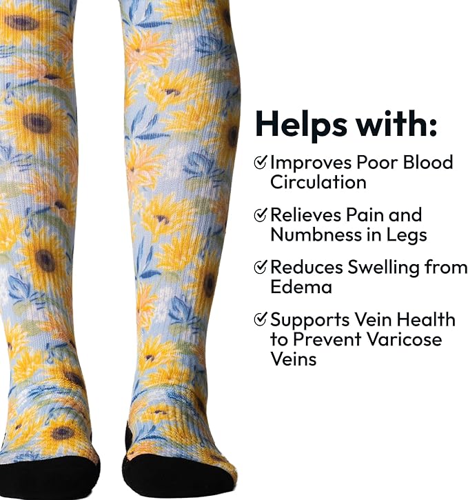 Viasox Compression Socks for Women and Men, Knee High Socks 12-15 mmhg Circulation Support for Flight, Travel, Daily