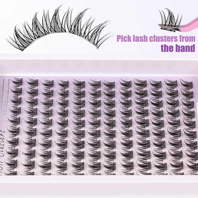 Himirell Lash Clusters Manga With Spikes Wispy Cluster Natural Eyelash Extensions Anime Eyelashes Clusters Faux Mink Fairy Individual Lash Extension Kit for Self Application