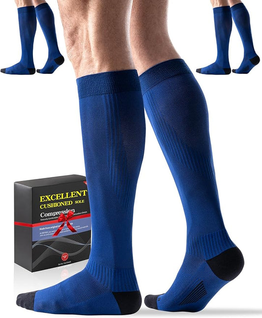 Bbfrey Compression Socks with Cushioned Sole & Arch Support - 15-20 mmHg Moderate Support Socks for Sports, Travel, Flying
