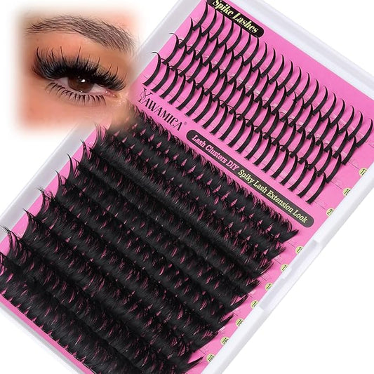 Yawamica 100D Volume Lash Clusters 12-20mm with Spike Individual Lashes 15-21mm DIY Manga Lashes Clusters Wispy Eyelash Clusters D Curly Cluster Eyelash Extensions Fairy Cluster Eyelashes 280pcs