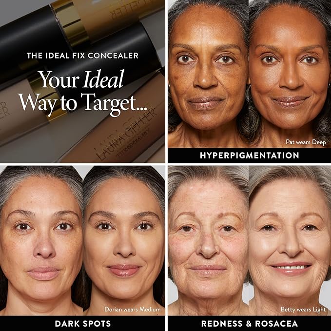 LAURA GELLER NEW YORK The Ideal Fix Concealer - Medium - Buildable Medium to Full Coverage Liquid Concealer - Covers Under Eye Dark Circles & Blemishes - Long-Lasting