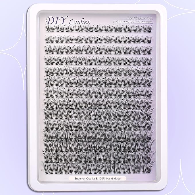 Lash Clusters Kit Invisible Band Eyelash Clusters C-Curly 8-16mm Lash Extension Kit Natural Wispy Lashes 154pcs Clusters Eyelash Extension Kit with Thin Band Lash Cluster Clear Lash