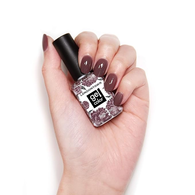 LONDONTOWN UV/LED Gel Nail Polish - Long Lasting, Chip Resistant High Shine Color - Glossy Mauve Purple, Darjeeling, 12ml/.40fl oz