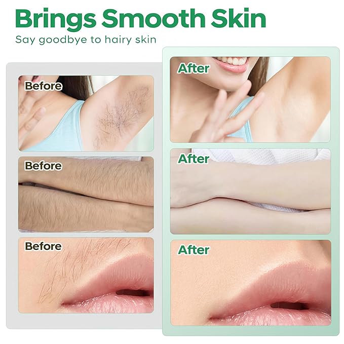 40pcs wax strips - Body Waxing Strips, Wax Kit for Women & Men - Brazilian Wax Kit, Back Waxing Kit, All Skin Types, Arms, Legs, Armpits, Bikini, 98% Natural, Hypoallergenic Odourless, Green