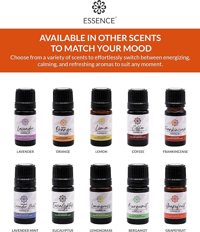 Essence Orange Essential Oil – 100% Pure & Therapeutic Grade – Perfect for Aromatherapy, Diffusers & Recharging Essence Nasal Diffuser Rings – Natural Stress & Mood Support (5mL)