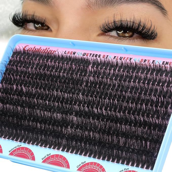 calphdiar Cluster Eyelash Extensions 70D Lash Clusters 360PCS Individual Lashes Fluff Eyelash Clusters D-curly Wispy Lashes Clusters 10-18mm DIY Eyelashes Fairy False Lashes Extension