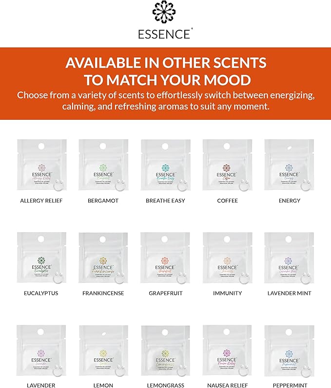 Essence Wearable Aromatherapy Nasal Diffuser – Orange Essential Oil Nose Ring Silicone Inhaler for Stress & Mood Support - Made in USA & Travel-Friendly
