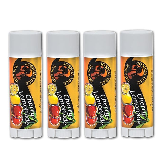Joshua Tree Organic Lip Balm: 25 Flavor Varieties Made with Beeswax (4-pack, Cherry Lemonade)