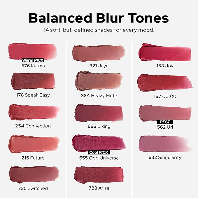 Unseen Blur Soft-matte Lip Tint Long-Lasting Stain, Blendable 3.2g, Holiday Stocking Stuffer, Winter Makeup Essentials (158 Joy, 0.11 oz)