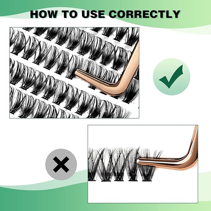 KEYYOU Lash Clusters 300pcs Individual Lashes 40D 0.07D Curl 9-18MIX DIY Eyelash Extension Large Tray Volume Soft&Natural Cluster Lashes(40D-0.07D,9-18MIX
