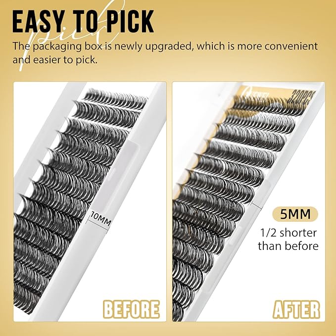 QUEWEL Lash Clusters 320Pcs Cluster Lashes 20D+30D C Curl Lash Cluster Eyelash Extensions Mix12-18mm Individual Eyelashes Clusters Wispy Lash Clusters Thin Band Soft to Use at Home(20D+30D C Mix12-18)
