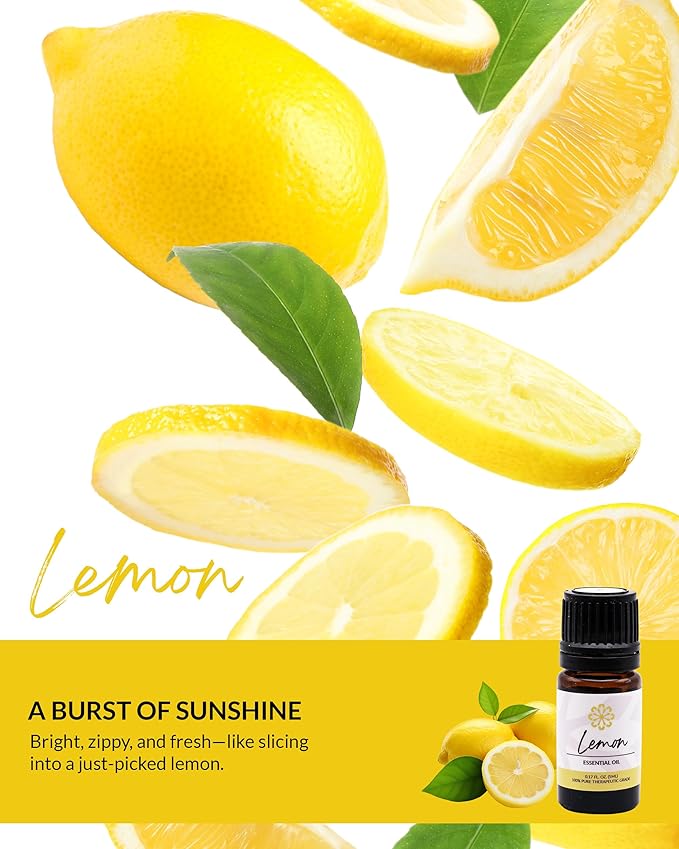 Essence Lemon Essential Oil – Pure & Therapeutic Grade – Perfect for Aromatherapy, Diffusers & Recharging Essence Nasal Diffuser Rings – Natural Stress & Mood Support (5mL)