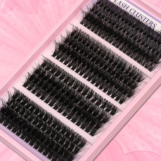 Himirell 280 Pcs Lash Clusters Extensions Kit - 60D 80D 100D 120D Faux Mink Individual Eye Lash 12-18mm Clusters with D Curl Downy Wispy Lash Clusters for Lash Extension at Home