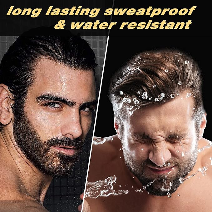 Beard Pencil Filler Kit - 4 Tip Pen and Brush for Men, Facial Hair Enhancer and Mustache Shaper (2 Black Pens)