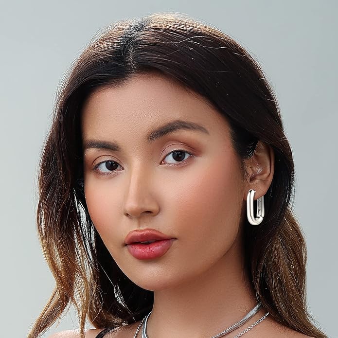 HILXURY Gold Chunky Hoop Earrings Set for Women, 14K Gold Plated Twisted Huggie Hoop Earring Hypoallergenic, Thick Open Hoops Set Lightweight
