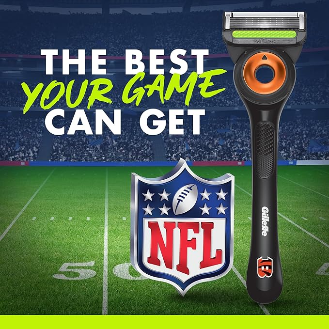 Gillette Labs Special NFL Bengals Edition Shaving Razor for Men - 1 Handle, 4 Razor Blade Refills & Magnetic Stand, GilletteLabs with Exfoliating Bar