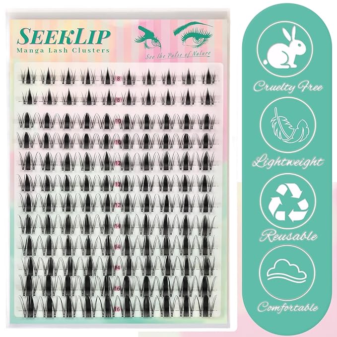 Lash Clusters Manga Fairy C Curl Deer Eyelash Clusters Natural Spiky Cluster Eyelash Extensions 120PCS 8-16MM Mixed Clear Band Doe Eyed Anime Wispy Lashes Cluster (Breath)