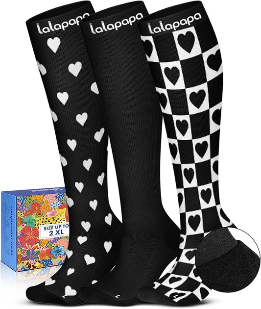 Lalapapa Cute Compression Socks for Women - 3 Pairs 20-30 mmHg Graduated Support Lightweight for Daily Wear Travel Nurse