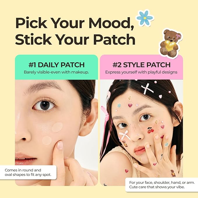 SINSURU BHA Iconic Spot Patch with Mirror Case - Hydrocolloid Patches with 5,000ppm Salicylic Acid - Day & Night Zit Patch for Targeted Sebum Care & Stylish Wear