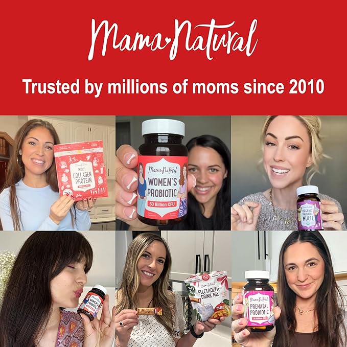 Mama Natural Hot Chocolate Multi Collagen Protein Powder, Made with Organic Cacao, Types 1, 2, 3, 4, 5, 10 Collagen Peptides Powder - Grass Fed Beef, Wild Fish Marine & USA Eggshell - 20 Servings