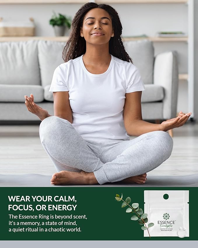 Essence Wearable Aromatherapy Nasal Diffuser – Eucalyptus Essential Oil Nose Ring Silicone Inhaler for Stress & Mood Support - Made in USA & Travel-Friendly