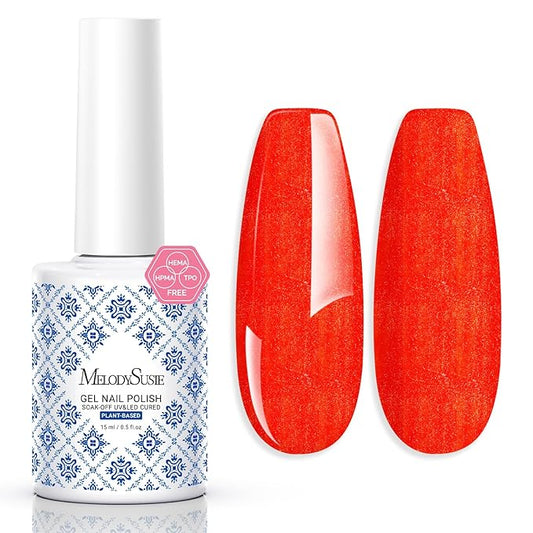 MelodySusie Fleurwee Plant Based Gel Nail Polish, Hema Free Glitter Red Nail Polish, Soak Off UV LED Gel Polish Gift for Women 21 Non Toxic Long Lasting Nail Art Manicure Salon DIY at Home P38